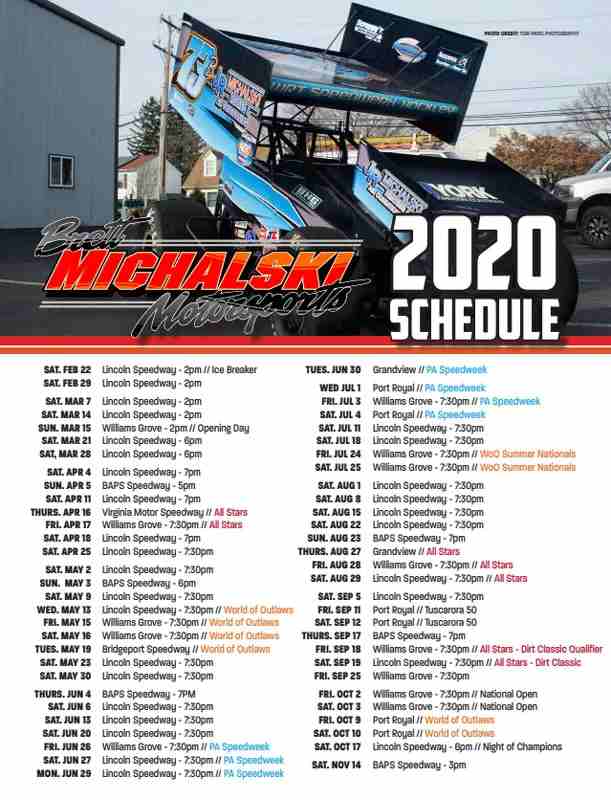 Michalski racing 2020 schedule